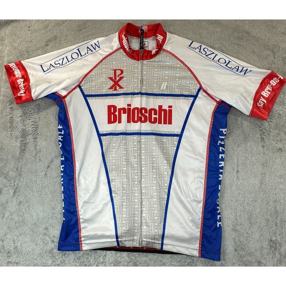 Hincapie Sportswear Brioschi Cycling Jersey Men’s XL White Red Blue Full Zip